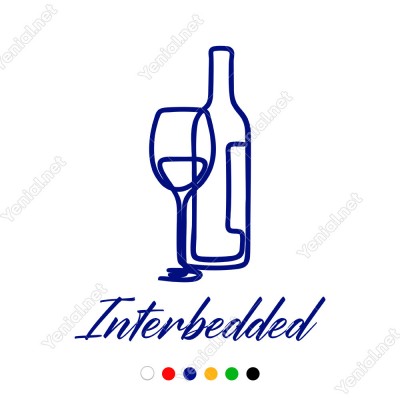 El Yazısı İle Yazılmış Interbedded Yazısı ve Şişe Bardak Sticker 60x53cm