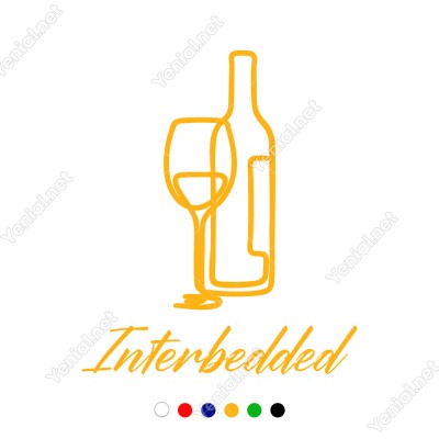 El Yazısı İle Yazılmış Interbedded Yazısı ve Şişe Bardak Sticker 60x53cm