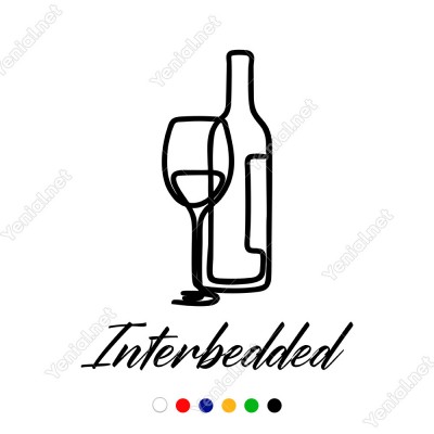 El Yazısı İle Yazılmış Interbedded Yazısı ve Şişe Bardak Sticker 60x53cm