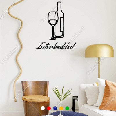 El Yazısı İle Yazılmış Interbedded Yazısı ve Şişe Bardak Sticker 60x53cm