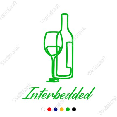 El Yazısı İle Yazılmış Interbedded Yazısı ve Şişe Bardak Sticker 60x53cm