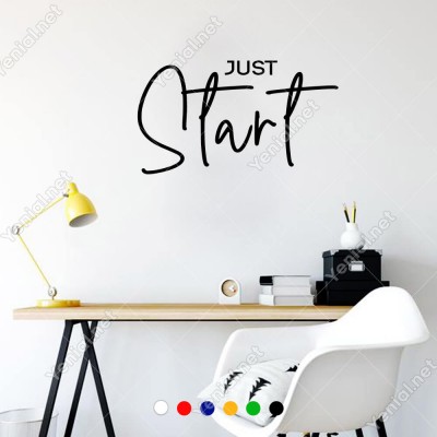 El Yazısı ile Yazılmış Just Start Yazısı Sticker 60x33cm