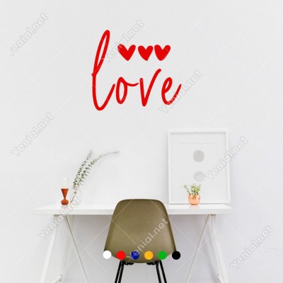 El Yazısı ile Yazılmış Love Duvar Yazısı Sticker 60x53cm