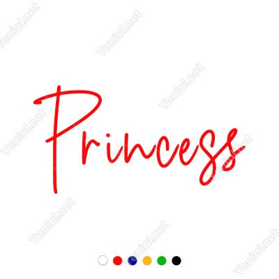 El Yazısı ile Yazılmış Princess Duvar Yazısı Sticker 60x30cm