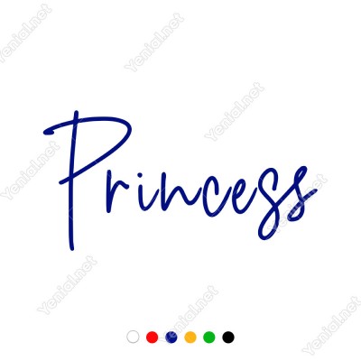 El Yazısı ile Yazılmış Princess Duvar Yazısı Sticker 60x30cm