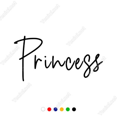 El Yazısı ile Yazılmış Princess Duvar Yazısı Sticker 60x30cm