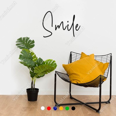 El Yazısı ile Yazılmış Smile Duvar Yazısı Sticker 60x41cm