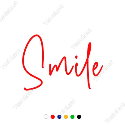 El Yazısı ile Yazılmış Smile Duvar Yazısı Sticker 60x41cm