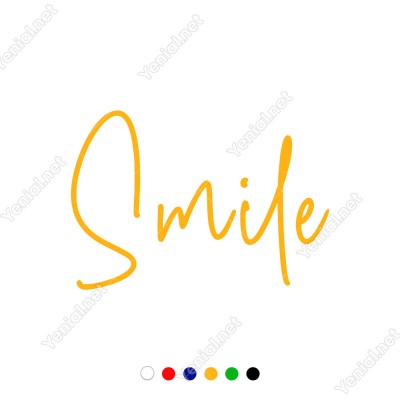 El Yazısı ile Yazılmış Smile Duvar Yazısı Sticker 60x41cm