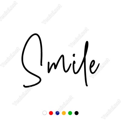 El Yazısı ile Yazılmış Smile Duvar Yazısı Sticker 60x41cm