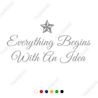 Everything Begins With An İdea Duvar Stickerı 60x31cm