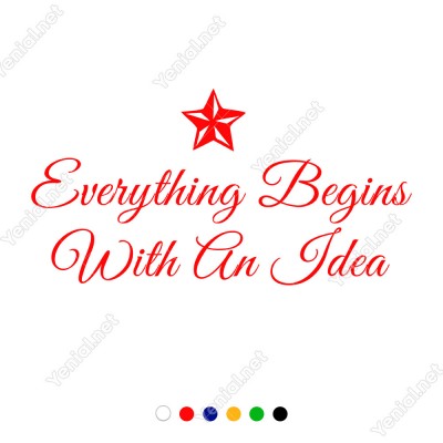 Everything Begins With An İdea Duvar Stickerı 60x31cm