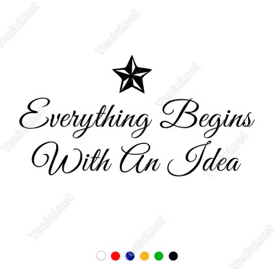 Everything Begins With An İdea Duvar Stickerı 60x31cm