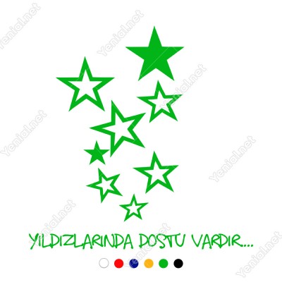 Yıldızlarında Dostu Vardır Duvar Yazısı Sticker 60x60cm