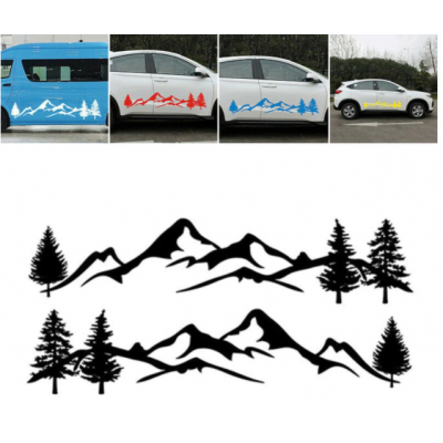 Sıcak satış Araba Sticker dağ çıkartma ağacı orman vinil grafik kiti Camper RV römork araba aksesuarları  CSV