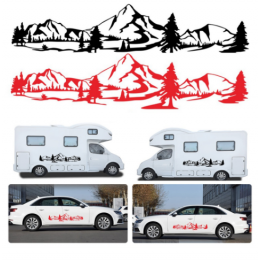 Sıcak satış 150cm RV sticker ağacı çıkartması dağ sahnesi araba Sticker orman vinil grafik kiti Camper RV römork araba aksesuarları