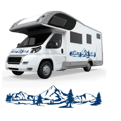 Büyük kamp araba çadırı dağ manzara Sticker çıkartma Camper RV römork kamyon orman orman macera vinil dekor