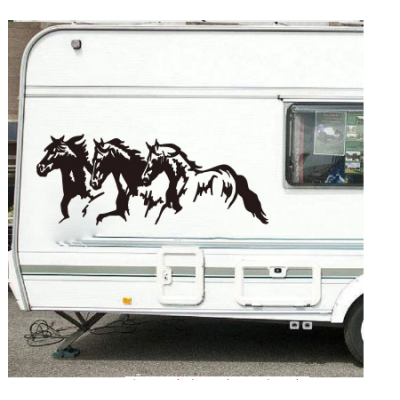 3 adet koşu atları kamp römorku kamyon Sticker macera seyahat hayvan orman orman Camper RV çıkartması vinil ev dekor