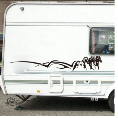 3 adet koşu atları hayvan Camper araba kamyon Sticker Jungel orman at araç kamp çıkartması vinil ev dekor