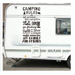 Kamp kuralları kamp römorku duvar Sticker macera seyahat keşfetmek aile arkadaş İlham alıntı duvar çıkartması çocuk odası vinil