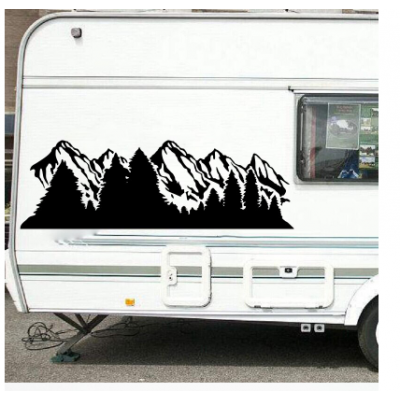 Camper RV Alaska kar dağ ve orman karavan Sticker macera seyahat kamp duvar çıkartması vinil ev deko