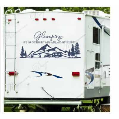 Glamping Rv çıkartması, Rv Camper vinil yapışkan, karavan motorlu ev çıkartma, su geçirmez macera odası dekorasyon