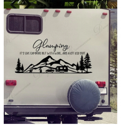 Glamping Rv çıkartması, Rv Camper vinil yapışkan, karavan motorlu ev çıkartma, su geçirmez macera odası dekorasyon