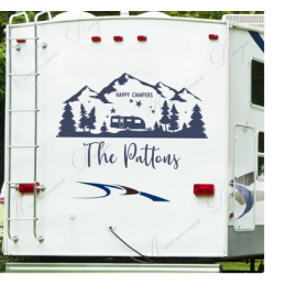 Kişiselleştirilmiş Rv çıkartması, özel son adı vinil yapışkan Rv, mutlu kampçılar, Camper dekor, karavan çıkartması 