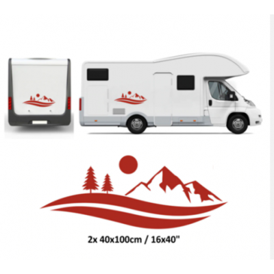 Camper dağlar görünüm çıkartmaları sticker orman kamp güneş kapalı yol aralığı karavan
