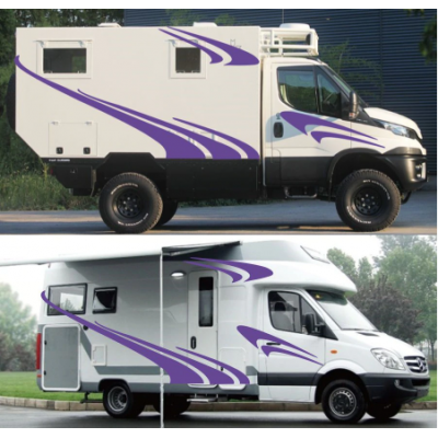 2 takım RV Caravan etiket çizgili grafik vinil dekorasyon çıkartması mor