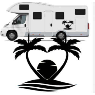 Karavan palmiye ağacı güneş vinil çıkartmalar-karavan at binicisi karavan RV çıkartmaları 
