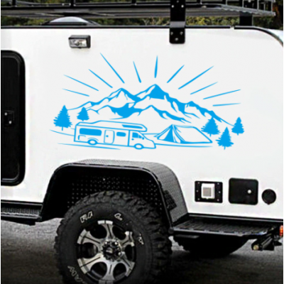 1 adet grup yan kapı dağ etiket karavan camper karavan vinil dekoratif araba çıkartması