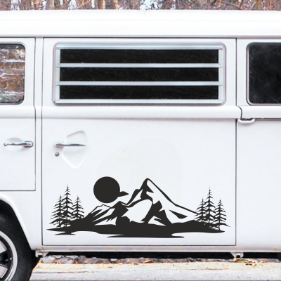 Ağaç ve Dağ Ay Karavan - Araç Sticker Yapıştırma