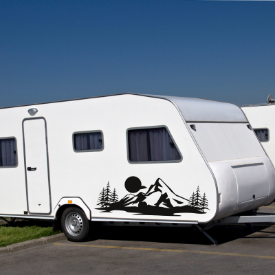 Ağaç ve Dağ Ay Karavan - Araç Sticker Yapıştırma