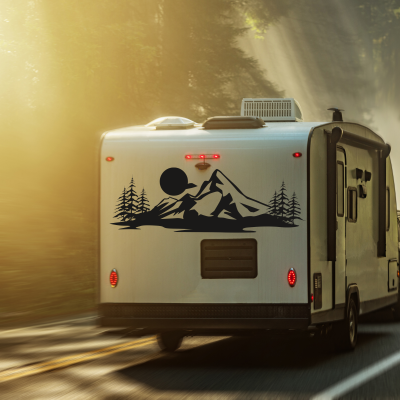 Ağaç ve Dağ Ay Karavan - Araç Sticker Yapıştırma