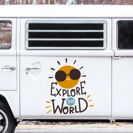 Explore The World Karavan - Araç Sticker Yapıştırma