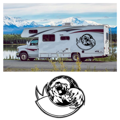 Kişiye Karavana Özel Ayı Sticker Yapıştırma 