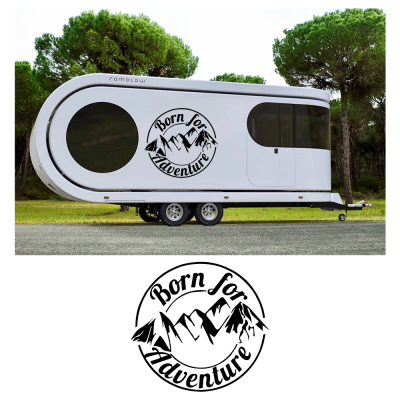 Kişiye Karavana Özel Born For Adventure Sticker Yapıştırma 