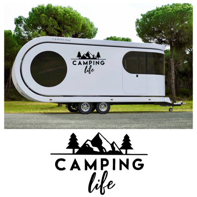 Kişiye Karavana Özel Camping Life Sticker Yapıştırma 