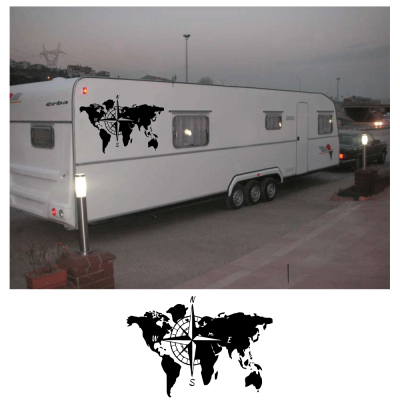 Kişiye Karavana Özel Dünya Haritası Sticker Yapıştırma 