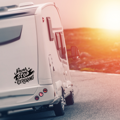 Never Stop Exploring Karavan - Araç Sticker Yapıştırma