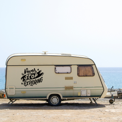 Never Stop Exploring Karavan - Araç Sticker Yapıştırma