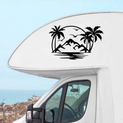 Palmiye Ağacı Karavan - Araç Sticker Yapıştırma