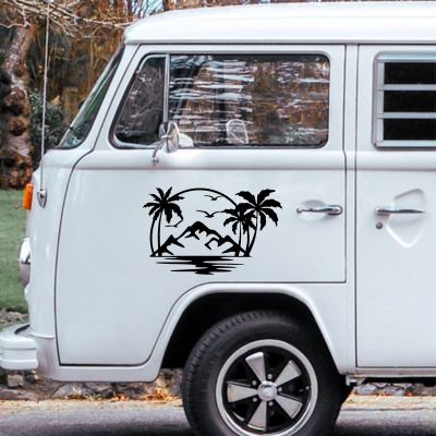 Palmiye Ağacı Karavan - Araç Sticker Yapıştırma