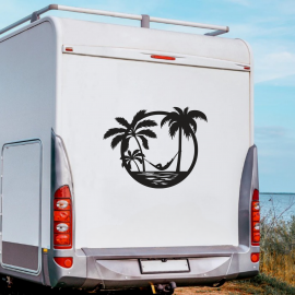 Palmiye Ağacı ve Yaz Karavan - Araç Sticker Yapıştırma