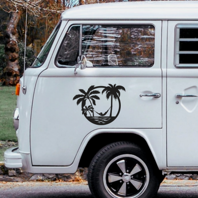 Palmiye Ağacı ve Yaz Karavan - Araç Sticker Yapıştırma