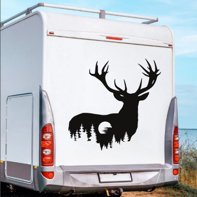Vahşi Geyik ve Orman Karavan - Araç Sticker Yapıştırma