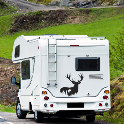 Vahşi Geyik ve Orman Karavan - Araç Sticker Yapıştırma