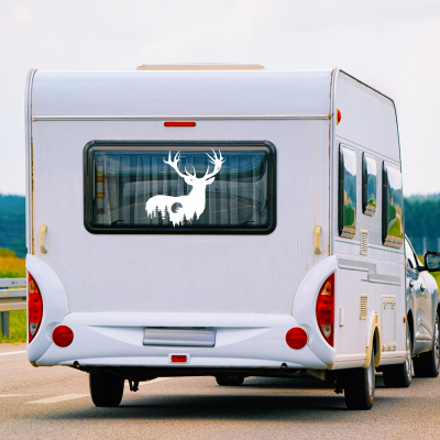 Vahşi Geyik ve Orman Karavan - Araç Sticker Yapıştırma