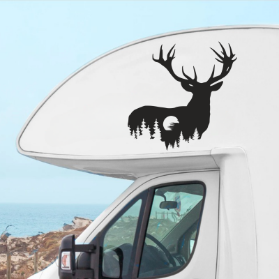 Vahşi Geyik ve Orman Karavan - Araç Sticker Yapıştırma
